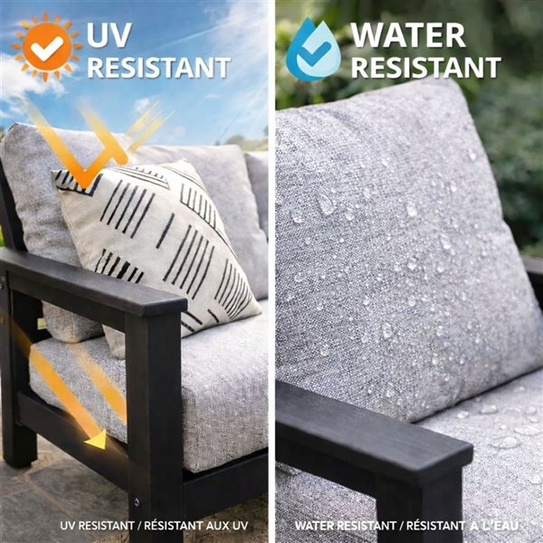 Muskoka 5-Pcs Resin Deep Seating Patio Set w/ Fire Table - Black