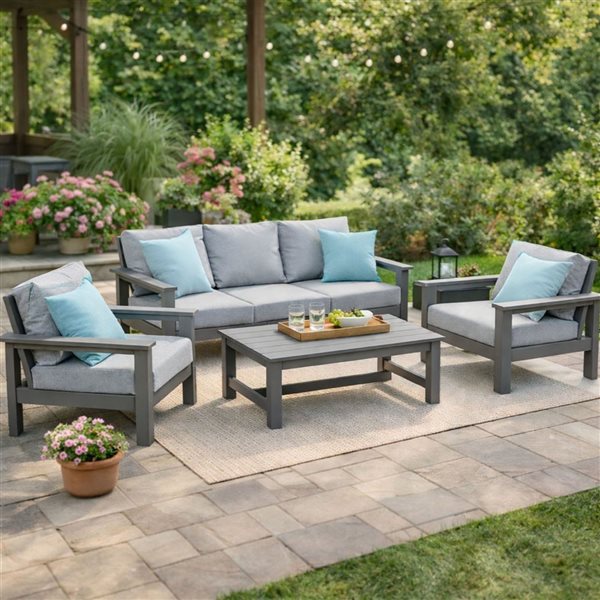 Muskoka 6-Pcs Resin Deep Seating Patio Set w/ Coffee Table - Grey