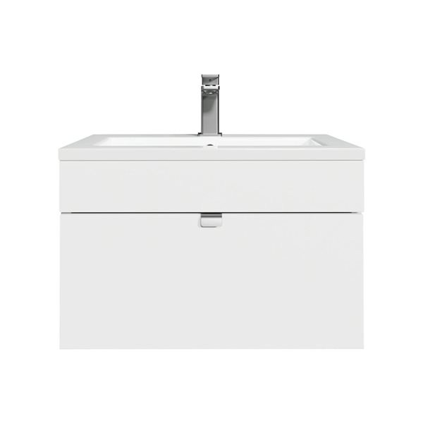 Loft 24 in. W x 16 in. D x 15 in. H Wall Mount Single Sink Bathroom Vanity in White with Chrome Handle