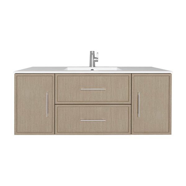 CUTLER KITCHEN & BATH Cassidy 48-in Flavia Wood Wall-Mounted Single Sink Bathroom Vanity with Cultured Marble Top