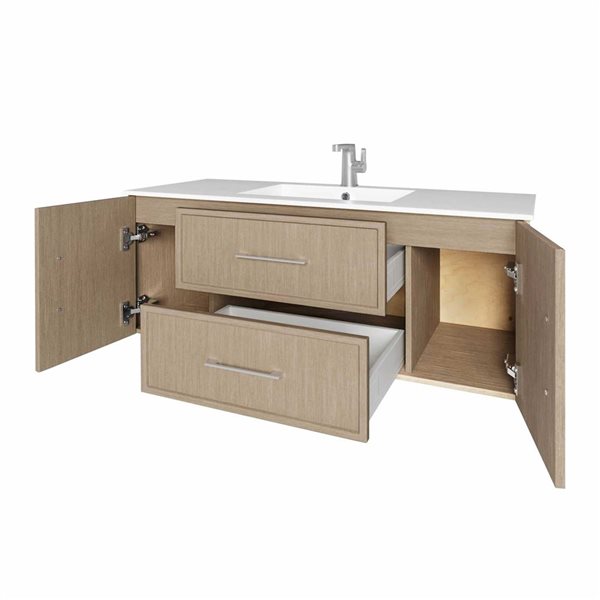 CUTLER KITCHEN & BATH Cassidy 48-in Flavia Wood Wall-Mounted Single Sink Bathroom Vanity with Cultured Marble Top
