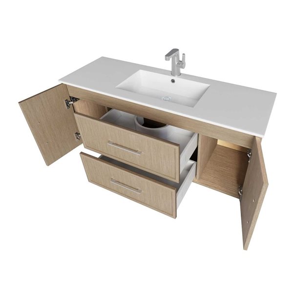 CUTLER KITCHEN & BATH Cassidy 48-in Flavia Wood Wall-Mounted Single Sink Bathroom Vanity with Cultured Marble Top