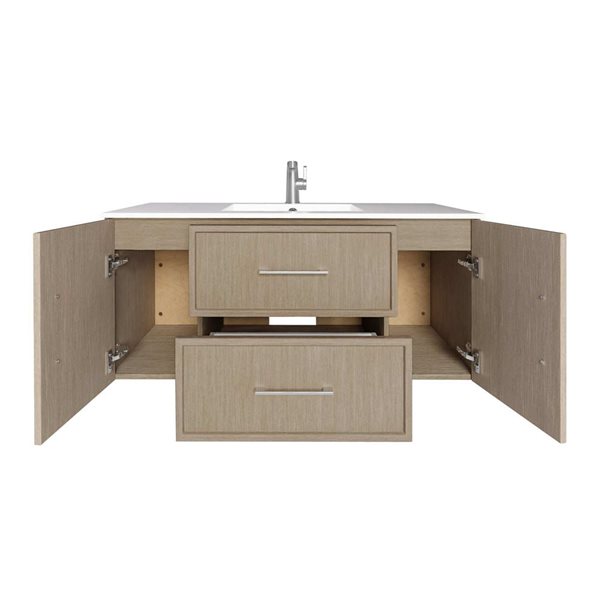 CUTLER KITCHEN & BATH Cassidy 48-in Flavia Wood Wall-Mounted Single Sink Bathroom Vanity with Cultured Marble Top