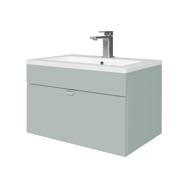 Loft 24 in. W x 16 in. D x 15 in. H Wall Mount Single Sink Bathroom Vanity in Sage with Chrome Handle