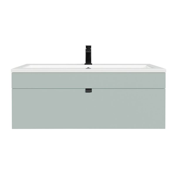 Loft 42 in. W x 16 in. D x 15 in. H Wall Mount Single Sink Bathroom Vanity in Sage with Black Handle