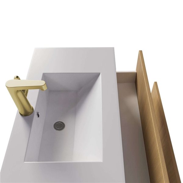 Cassidy 36 in. W x 18 in. D x 20 in. H Single Sink Wall Mounted Bath Vanity in Natura with Gold Handle