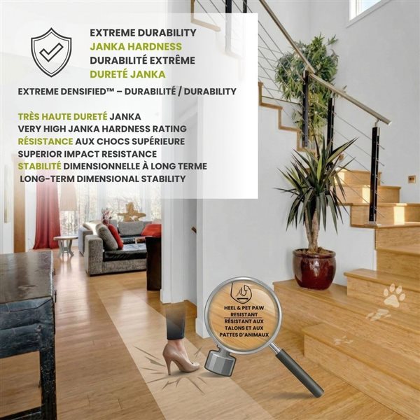 Bamboo Design & Architecture Densified Solid Bamboo Click Flooring - Natural