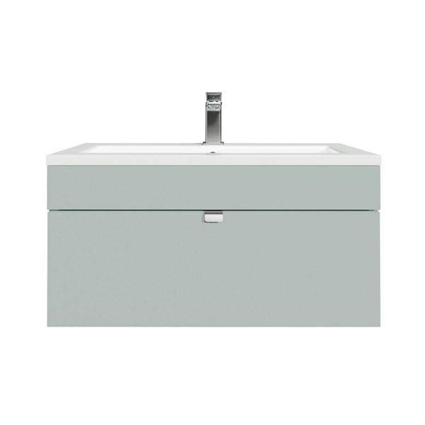 Loft 30 in. W x 16 in. D x 15 in. H Wall Mount Single Sink Bathroom Vanity in Sage with Chrome Handle