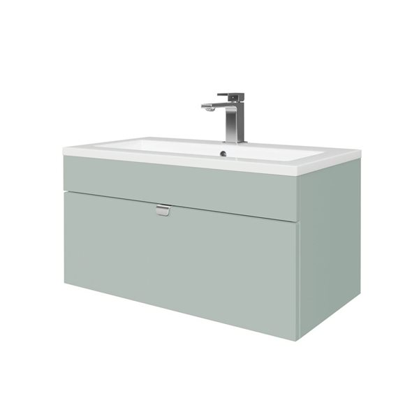Loft 30 in. W x 16 in. D x 15 in. H Wall Mount Single Sink Bathroom Vanity in Sage with Chrome Handle