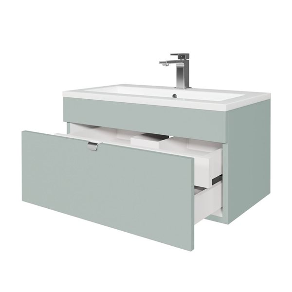 Loft 30 in. W x 16 in. D x 15 in. H Wall Mount Single Sink Bathroom Vanity in Sage with Chrome Handle