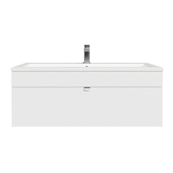 Loft 42 in. W x 16 in. D x 15 in. H Wall Mount Single Sink Bathroom Vanity in White with Chrome Handle