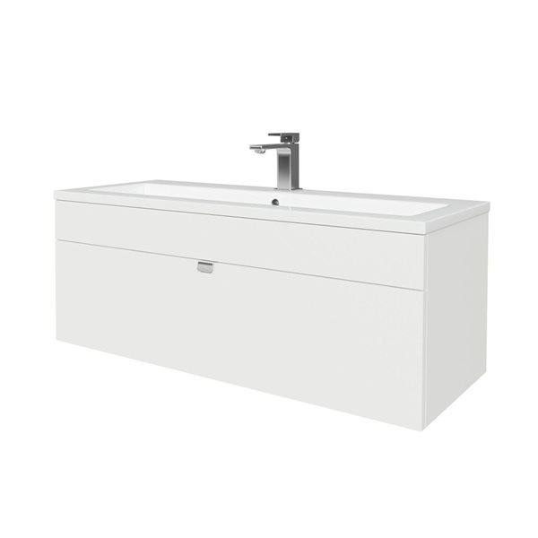 Loft 42 in. W x 16 in. D x 15 in. H Wall Mount Single Sink Bathroom Vanity in White with Chrome Handle