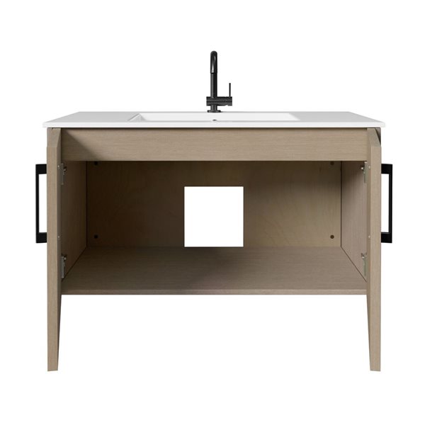 Bekka 36 in. W x 18 in. D x 20 in. H Wall Mount Single Sink Bathroom Vanity in Flavia with Black Handles