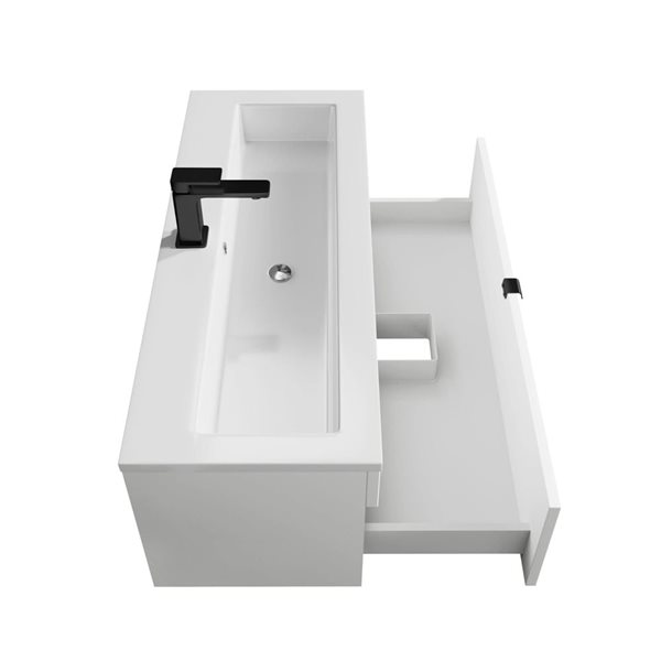 Loft 42 in. W x 16 in. D x 15 in. H Wall Mount Single Sink Bathroom Vanity in White with Black Handle