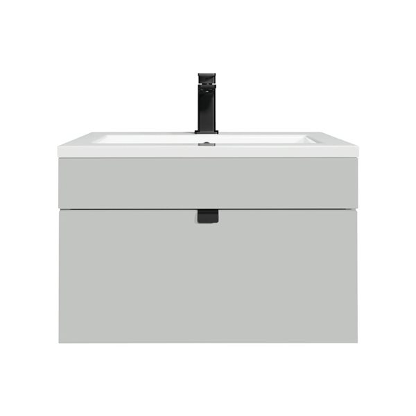 Loft 24 in. W x 16 in. D x 15 in. H Wall Mount Single Sink Bathroom Vanity in Canadian Grey with Black Handle