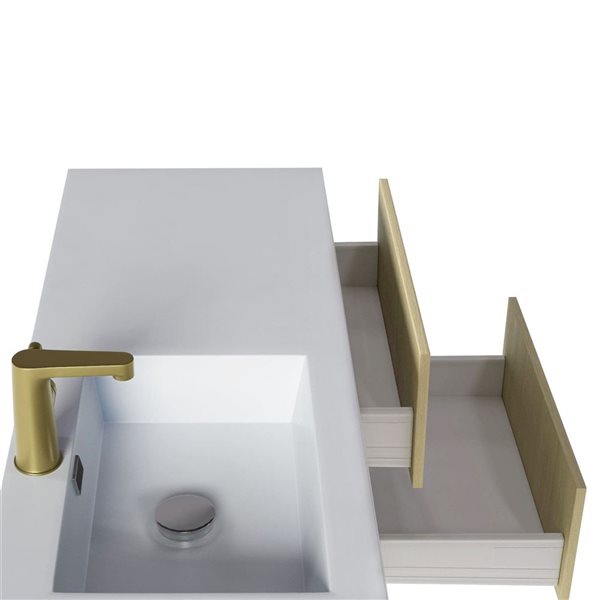 Razza 42 in. W x 18 in. D x 20 in. H Single Sink Wall Mounted Bath Vanity in Lago with Gold Handle