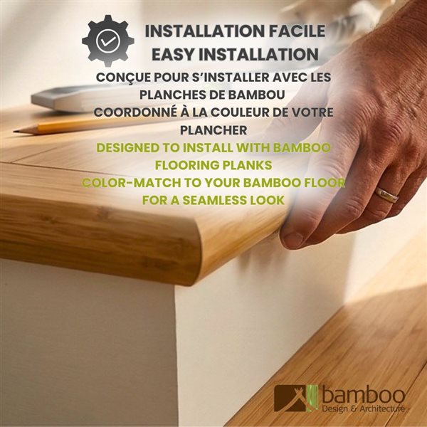 Bamboo Design & Architecture Bamboo Flush Stair Nosing Moulding 3.6 x 72-in - Mocha
