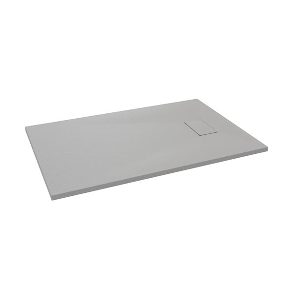 MAAX Stonea Solid Surface Universal Shower Base w/ End Drain 48 x 36-in - Grey