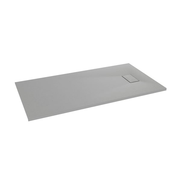 MAAX Stonea Solid Surface Universal Shower Base w/ End Drain 60 x 36-in - Grey