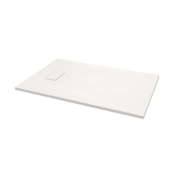 MAAX Stonea Solid Surface Universal Shower Base w/ End Drain 48 x 32-in - White