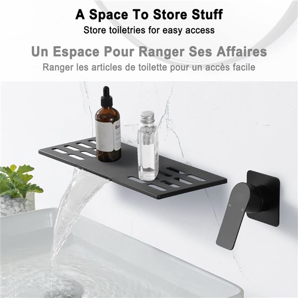 CASAINC 1-Handle Waterfall Bathroom Sink Faucet - Solid Brass - Matte Black