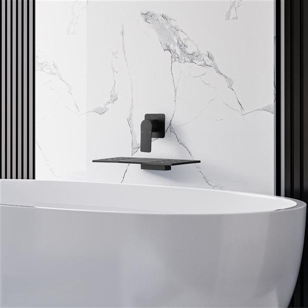 CASAINC 1-Handle Waterfall Bathroom Sink Faucet - Solid Brass - Matte Black