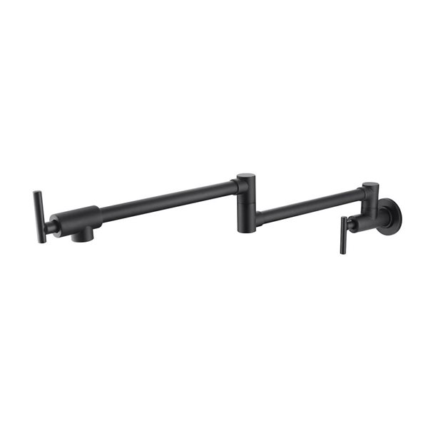 CASAINC 2-Handle Wall Mount Pot Filler Kitchen Faucet 6-in - Matte Black