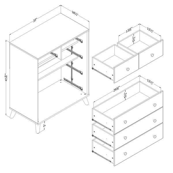South Shore Yodi 33 x 41.75-in 5-Drawer Soft Elm and White Chest