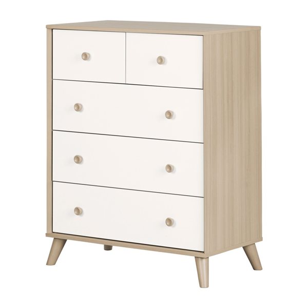 South Shore Yodi 33 x 41.75-in 5-Drawer Soft Elm and White Chest