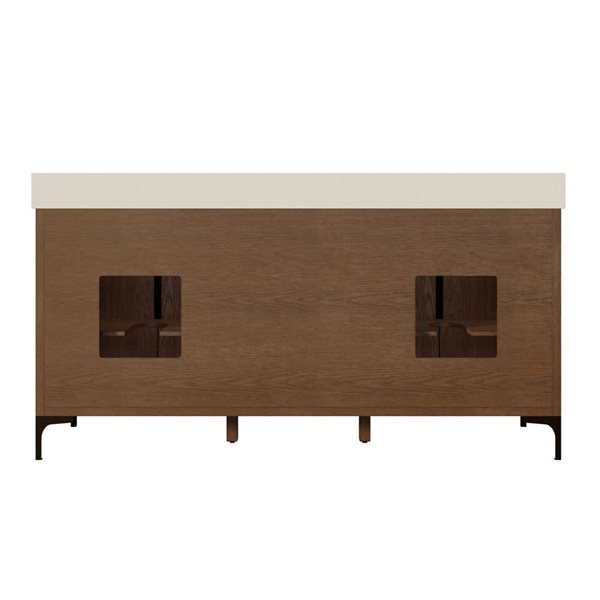 Spa Bathe Theo 72-in Jacobean Double Vanity with White with Grey Specks Engineered Stone Top