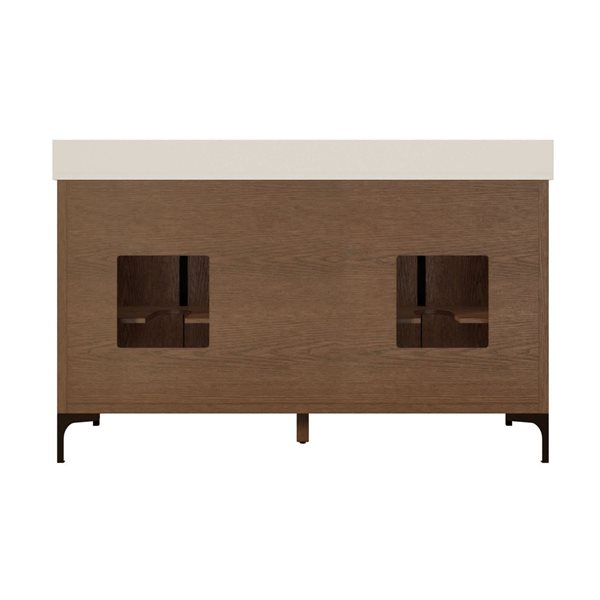 Spa Bathe Theo 60-in Jacobean Double Vanity with White with Grey Specks Engineered Stone Top