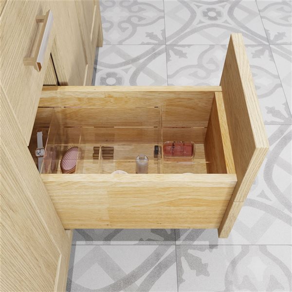 Spa Bathe Kate II 60-in Weathered Oak Double Vanity with White with Grey Specks Engineered Stone Top