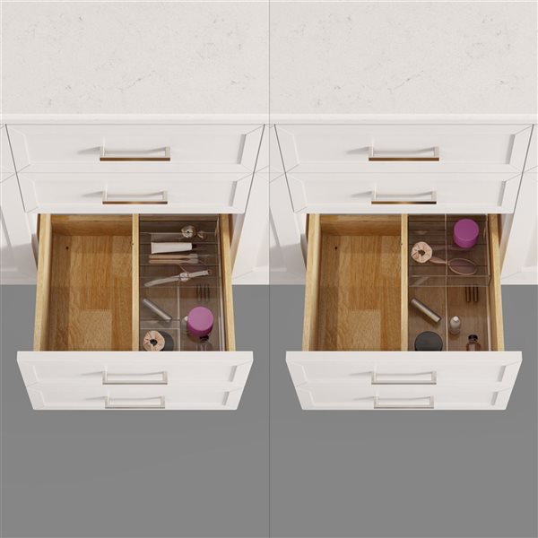 Spa Bathe Thomas II 72-in High Reflective White Double Vanity with White with Grey Specks Engineered Stone Top