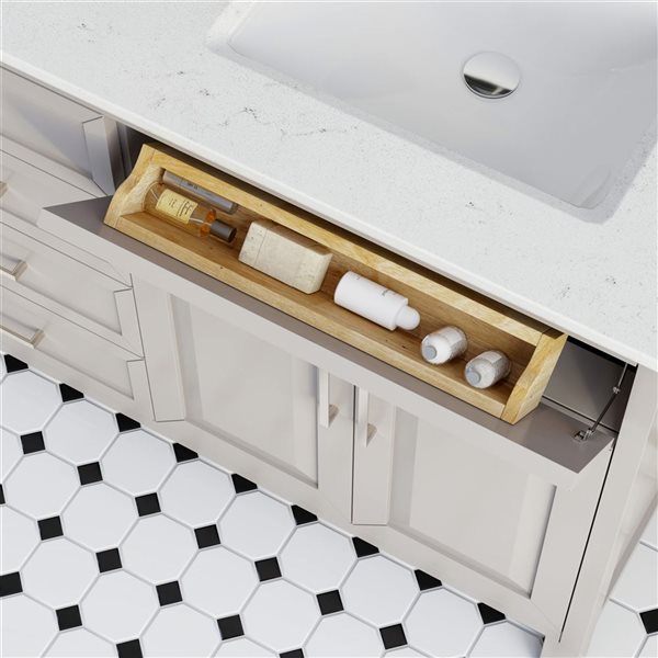 Spa Bathe Thomas II 72-in Essential Grey Double Vanity with White with Grey Specks Engineered Stone Top