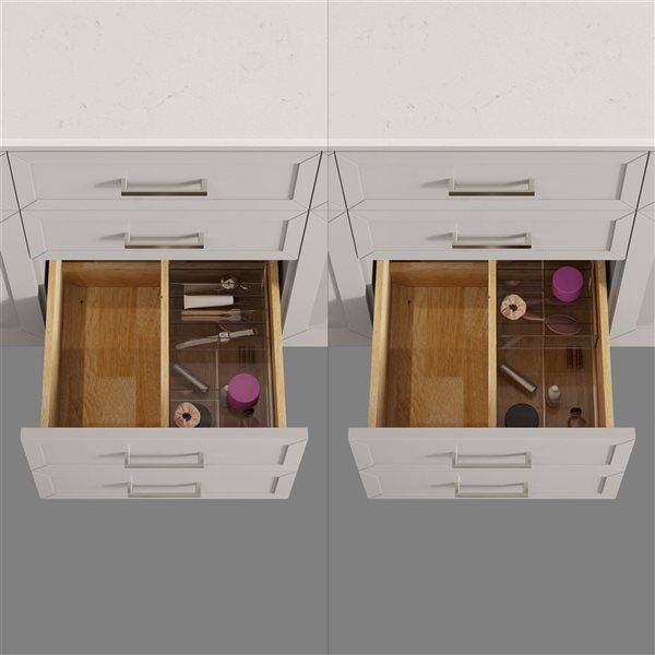 Spa Bathe Thomas II 72-in Essential Grey Double Vanity with White with Grey Specks Engineered Stone Top