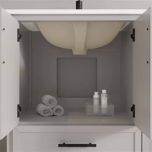 Spa Bathe Henley II 72-in Essential Grey Double Vanity with White with Grey Specks Engineered Stone Top