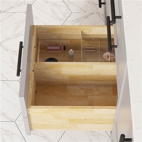 Spa Bathe Henley II 72-in Essential Grey Double Vanity with White with Grey Specks Engineered Stone Top