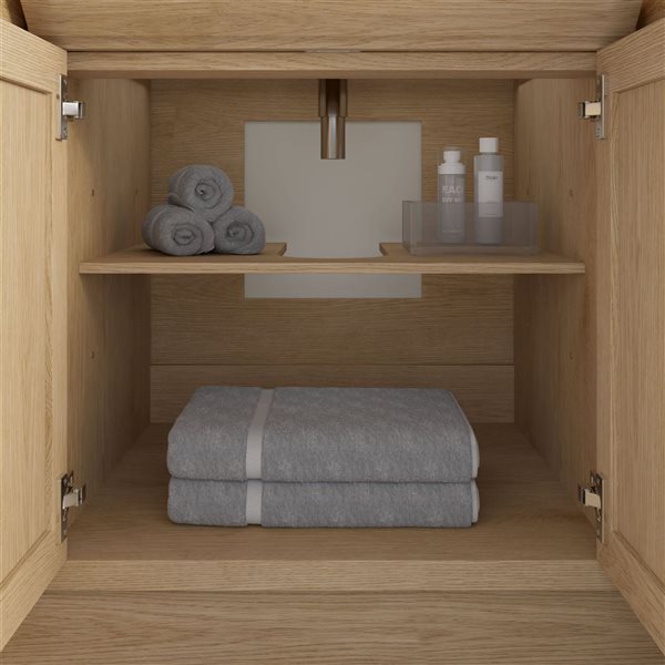 Spa Bathe Calumet III 60-in Weathered Oak Single Vanity with White with Grey Specks Engineered Stone Top