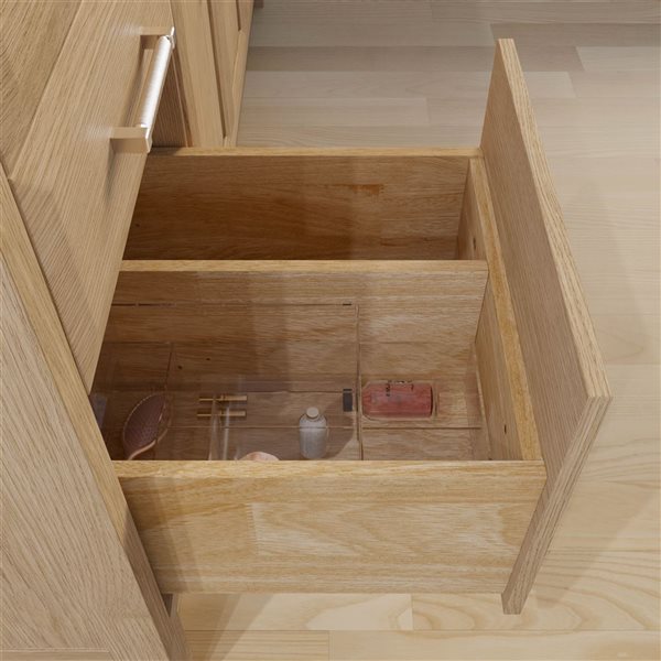 Spa Bathe Calumet III 60-in Weathered Oak Single Vanity with White with Grey Specks Engineered Stone Top