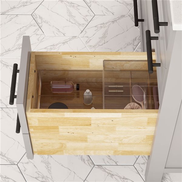 Spa Bathe Henley II 42-in Essential Grey Single Vanity with White with Grey Specks Engineered Stone Top