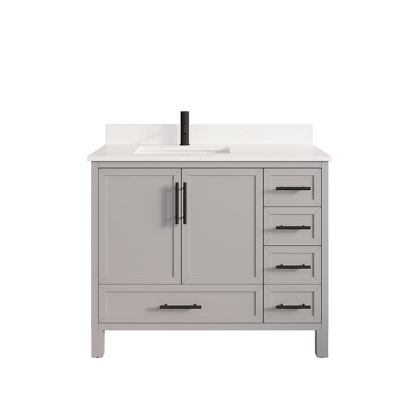 Spa Bathe Henley II 42-in Essential Grey Single Vanity with White with Grey Specks Engineered Stone Top