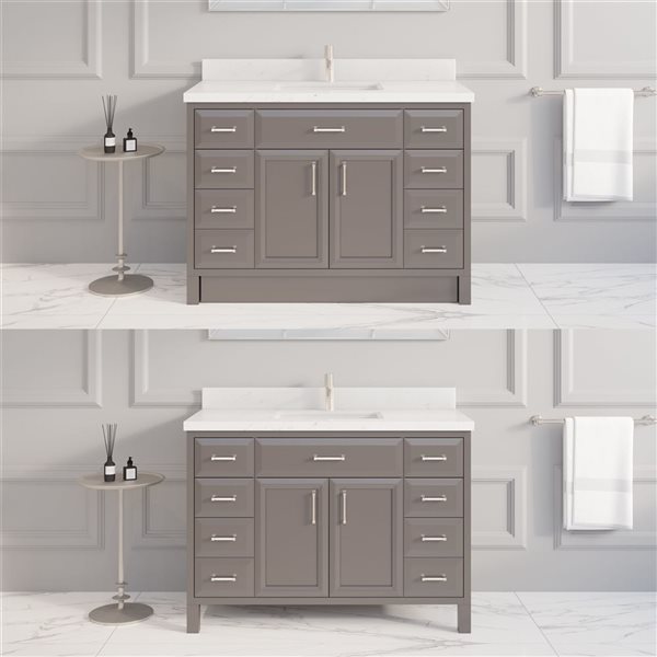 Spa Bathe Calumet III 48-in Mink Single Vanity with White with Grey Specks Engineered Stone Top