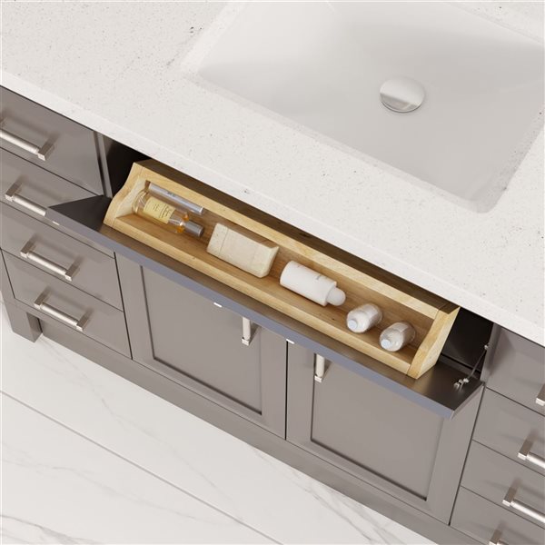 Spa Bathe Calumet III 48-in Mink Single Vanity with White with Grey Specks Engineered Stone Top