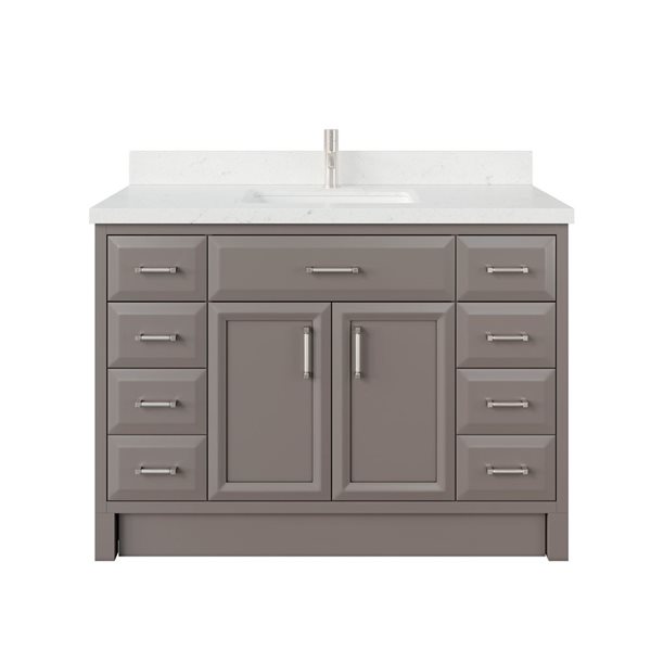 Spa Bathe Calumet III 48-in Mink Single Vanity with White with Grey Specks Engineered Stone Top