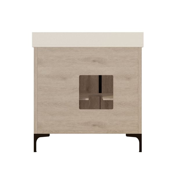 Spa Bathe Theo 36-in Silvered Grey Single Vanity with White with Grey Specks Engineered Stone Top