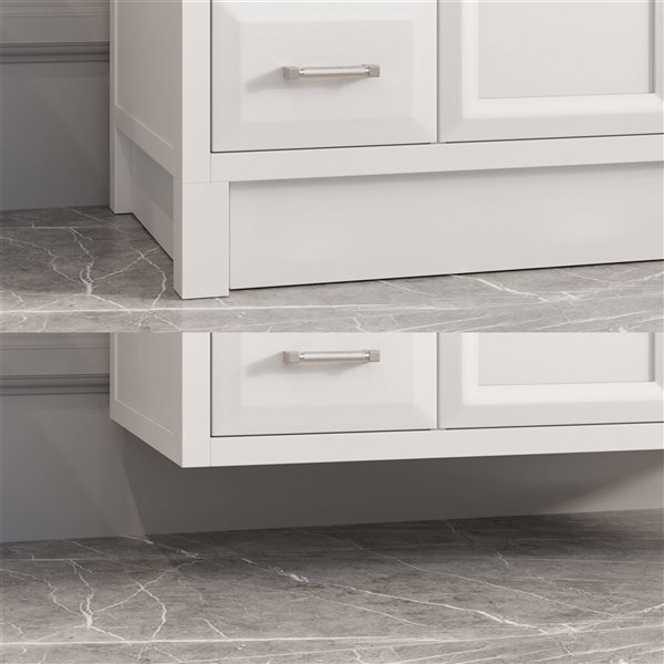 Spa Bathe Calumet III 48-in High Reflective White Single Vanity with White with Grey Specks Engineered Stone Top