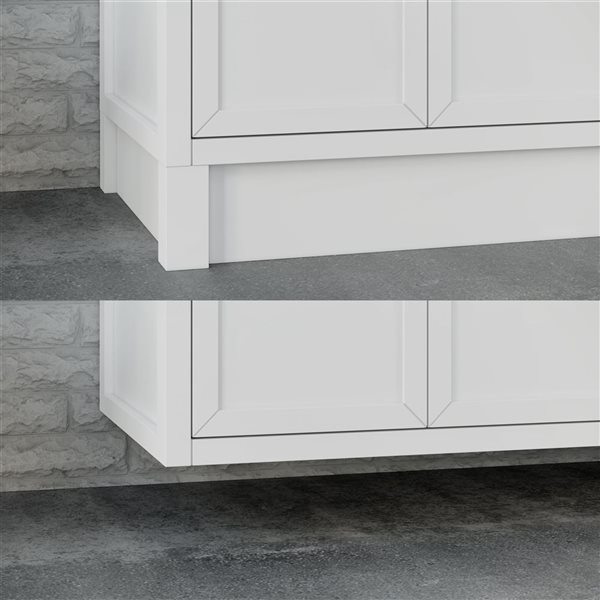 Spa Bathe Brook II 60-in High Reflective White Double Vanity with White with Grey Specks Engineered Stone Top