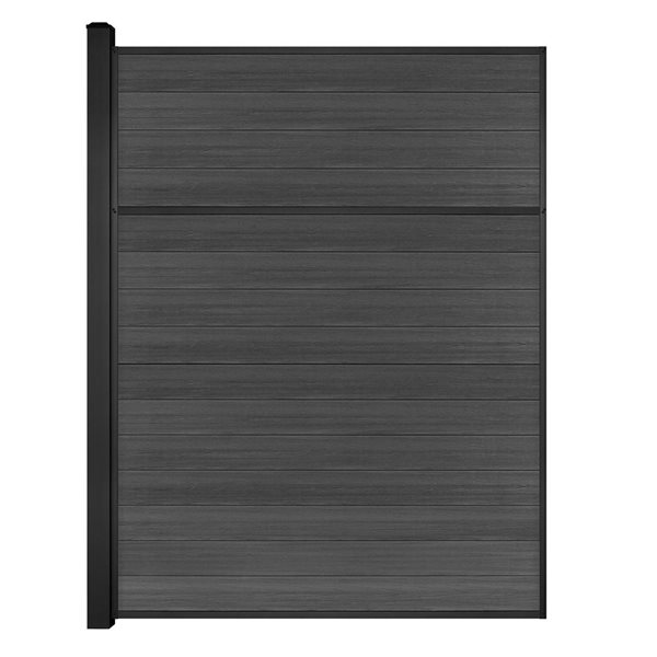 SLIPFENCE Horizontal Composite Panel Kit 8-ft H x 6-ft W with 1 Post - Charcoal
