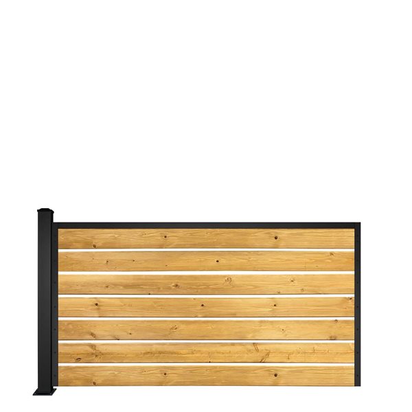 SLIPFENCE Spaced Fence Panel Kit 4-ft H x 6-ft W with Plated Post 50-in Without Wood - Black