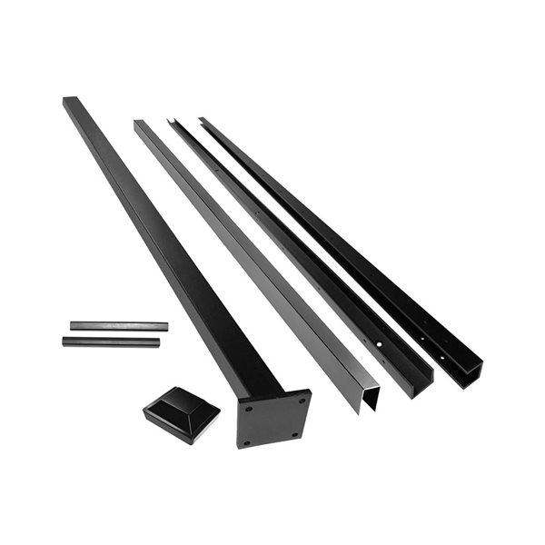 SLIPFENCE Spaced Fence Panel Kit 4-ft H x 6-ft W with Plated Post 50-in Without Wood - Black